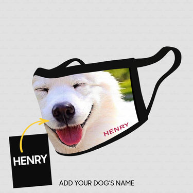 Personalized Dog Gift Idea - Samoyed The Whole Cute Face Smiling With Closed Eyes For Dog Lovers - Cloth Mask